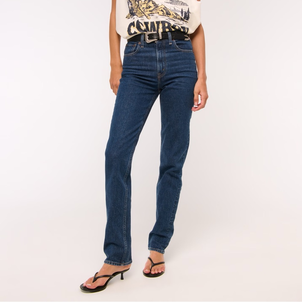 Abercrombie & Fitch ultra high rise 90s straight jean dark wash 32/15 EXTRA LONG